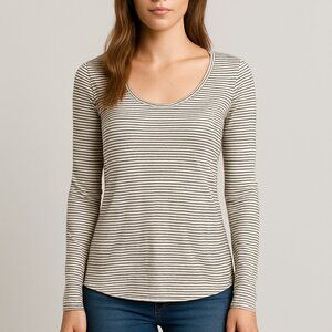 Whetherly Striped Long Sleeve Scoop Neck Top